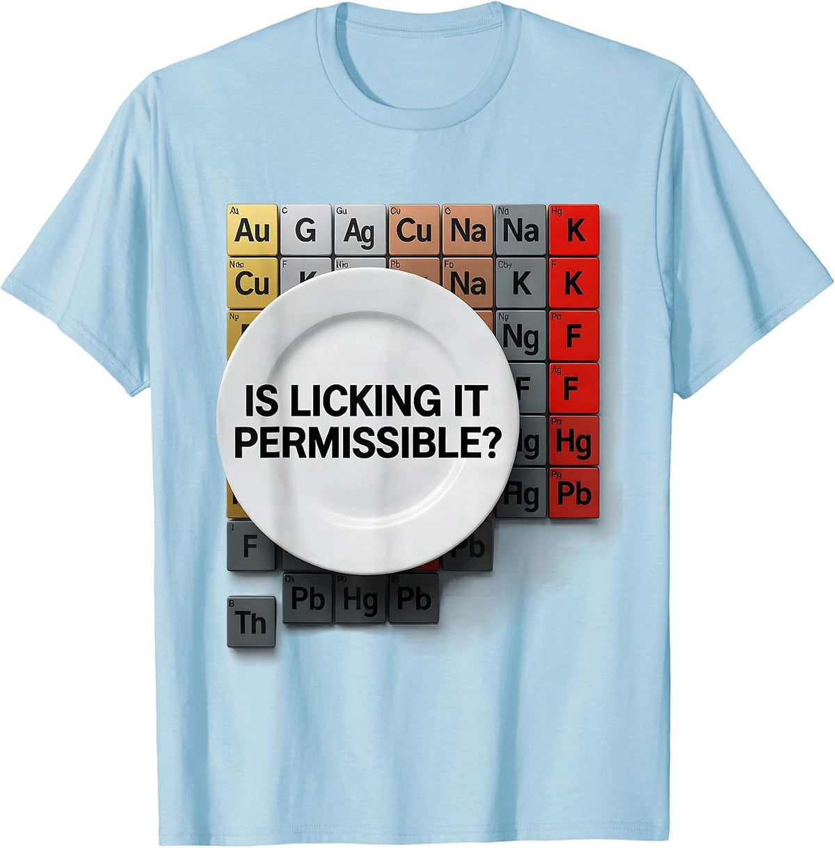 Men's Is Licking It Permissible Funny Periodic Table Chemistry T-Shirt - Baby Blue