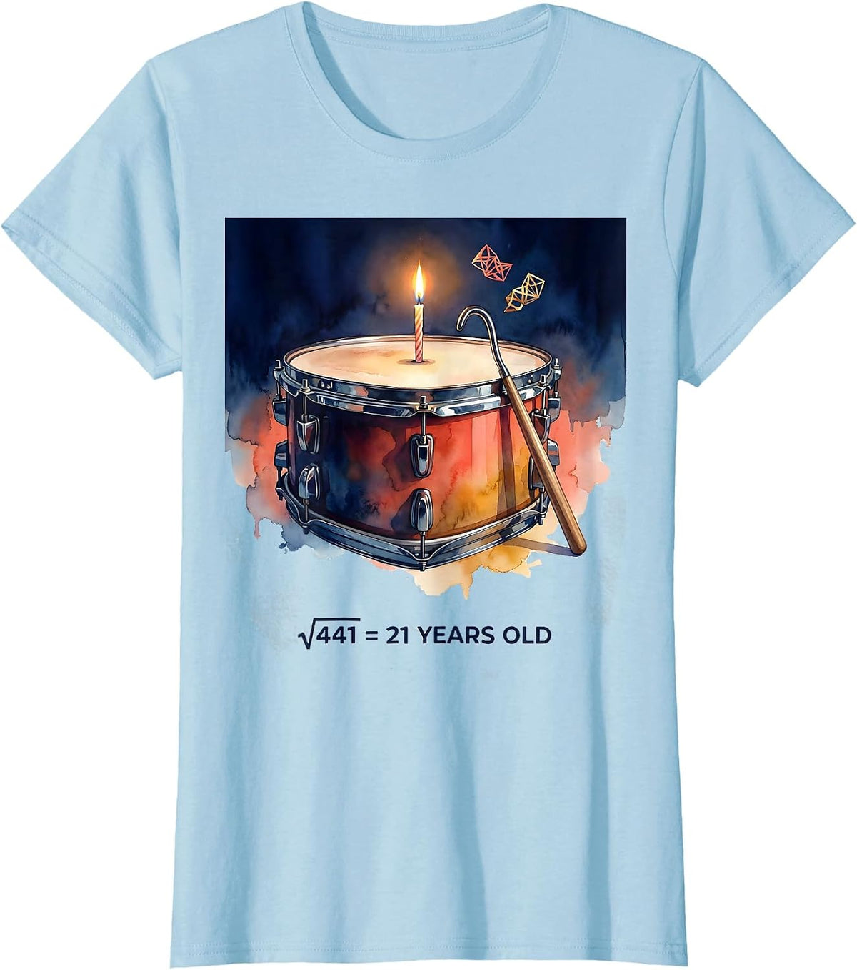 √441 = 21 Years Old Math Birthday Humor Gift T-Shirt - Baby Blue