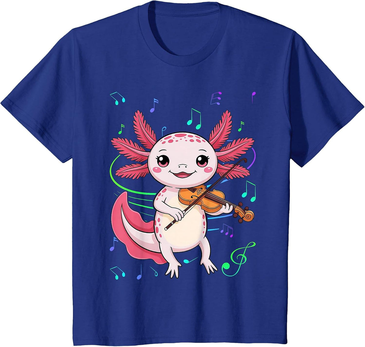 Axolotl Playing Violin Axolotls Musician Music T-Shirt - Royal Blue