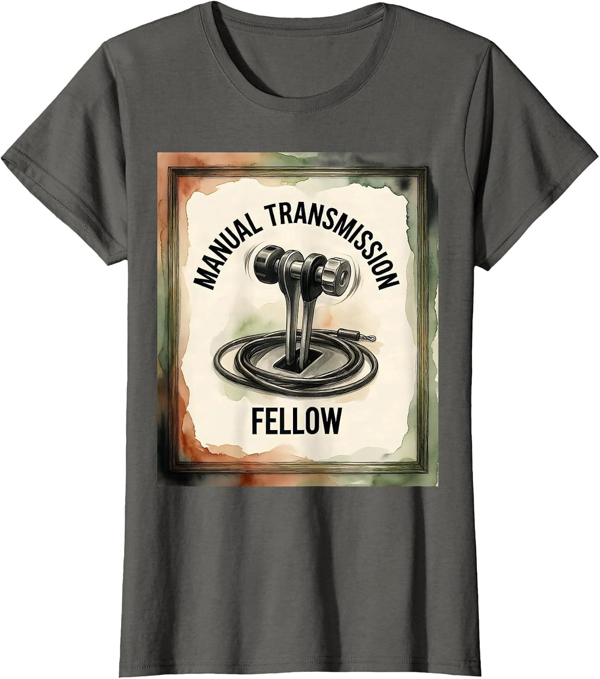 Women's Manual Transmission Fellow Funny Car Guy Mechanic Stick T-Shirt - Asphalt Grey