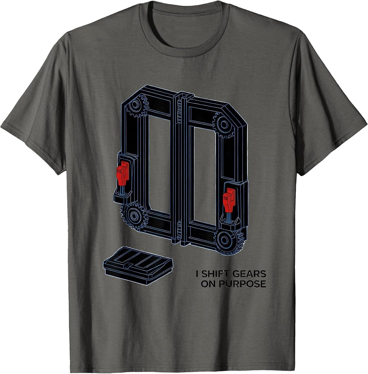 Men's I Shift Gears On Purpose Funny Manual Transmission Drift Car T-Shirt - Asphalt Grey