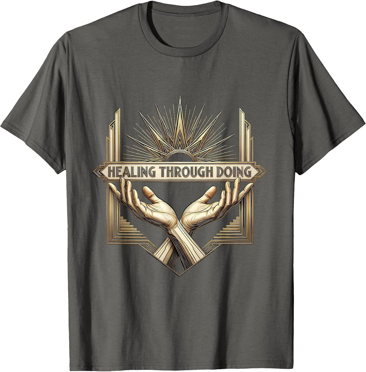 Healing Through Doing Occupational Therapy Design T-Shirt - Asphalt Grey