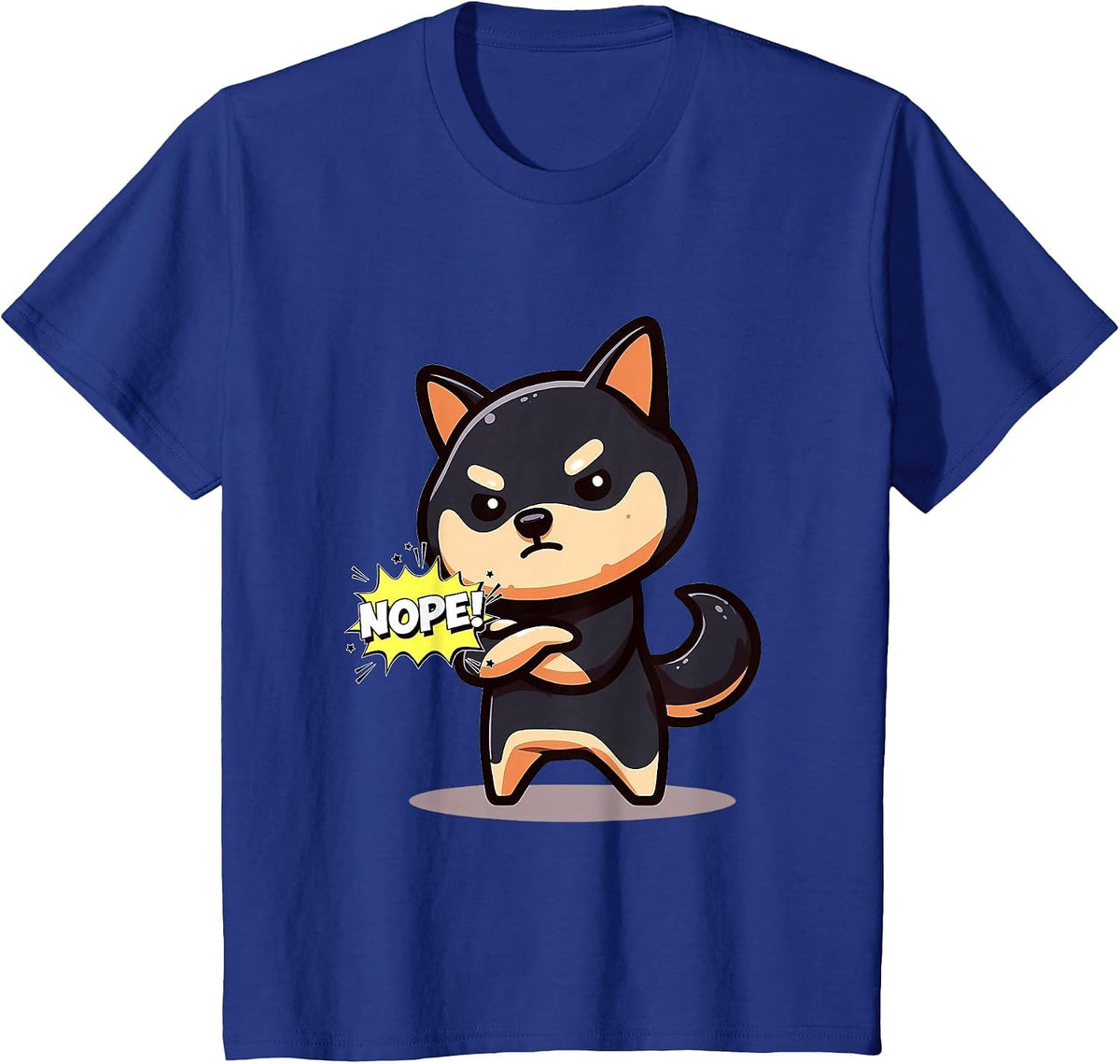 Nope Stubborn Black and Tan Shiba Inu T-Shirt - Royal Blue