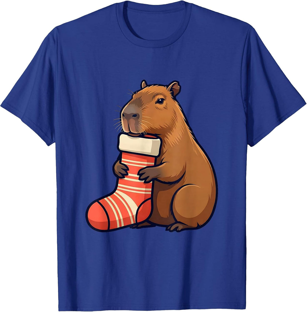 Men's Cute Capybara Christmas Stocking Animal Lover Gift T-Shirt - Royal Blue