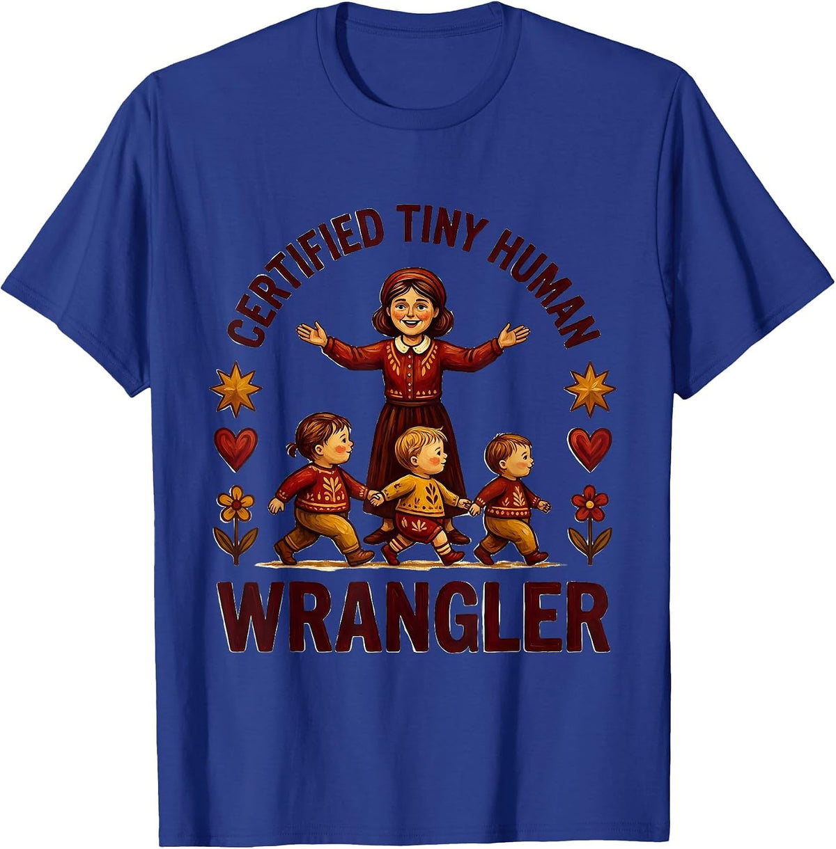 Men's Certified Tiny Human Wrangler Preschool Teacher T-Shirt - Royal Blue