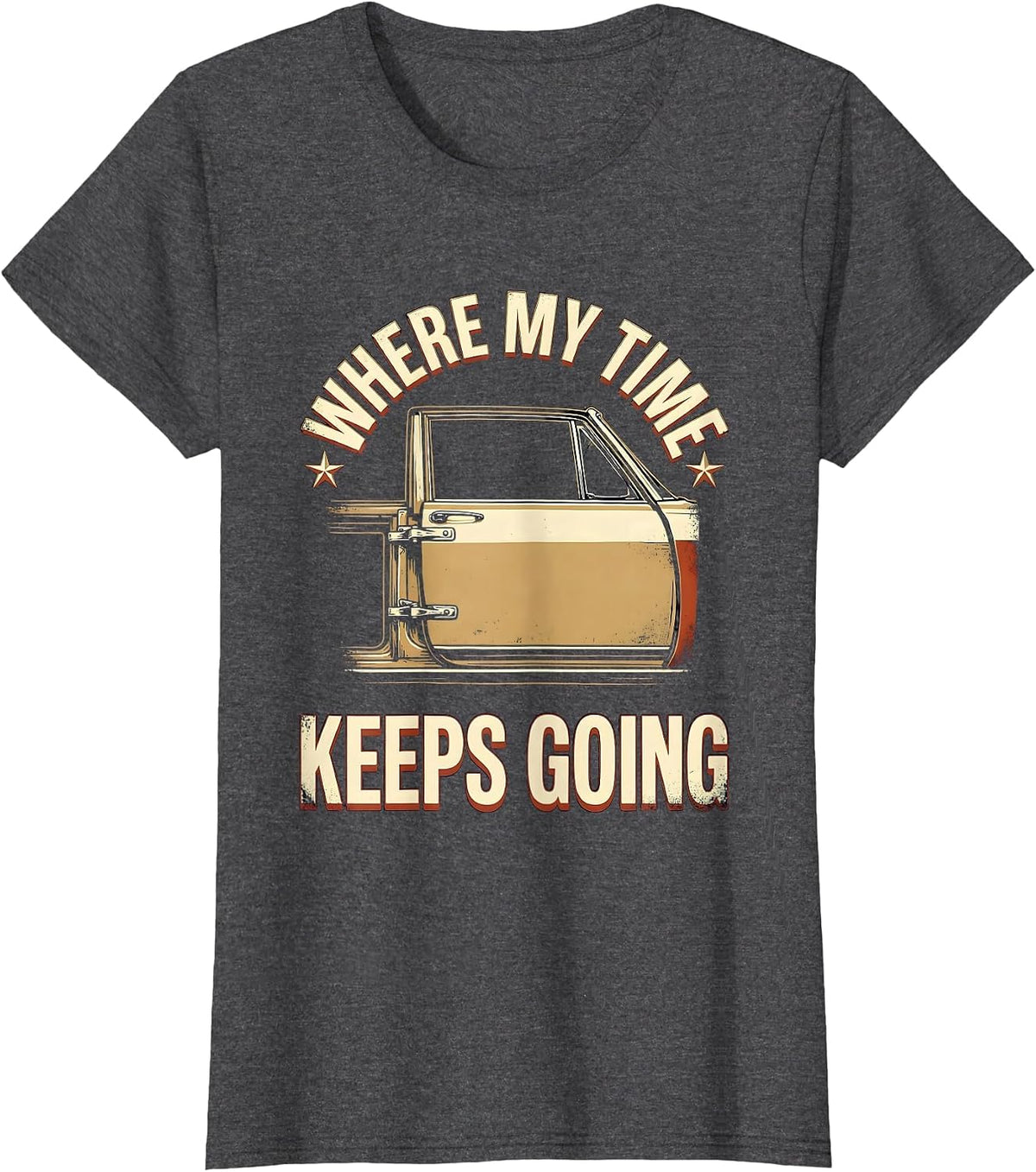 Women's Where My Time Keeps Going Funny Car Guy Enthusiast Gift T-Shirt - Dark Heather Grey