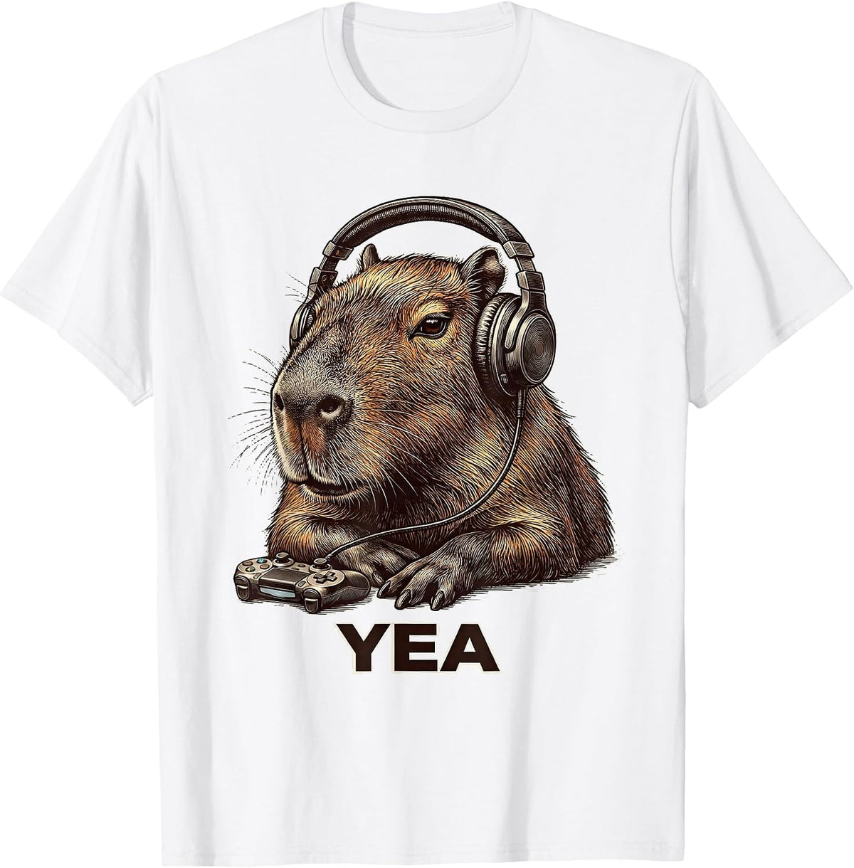 Men's Yea Funny Capybara Gamer Meme Humor Teen Gift T-Shirt - White
