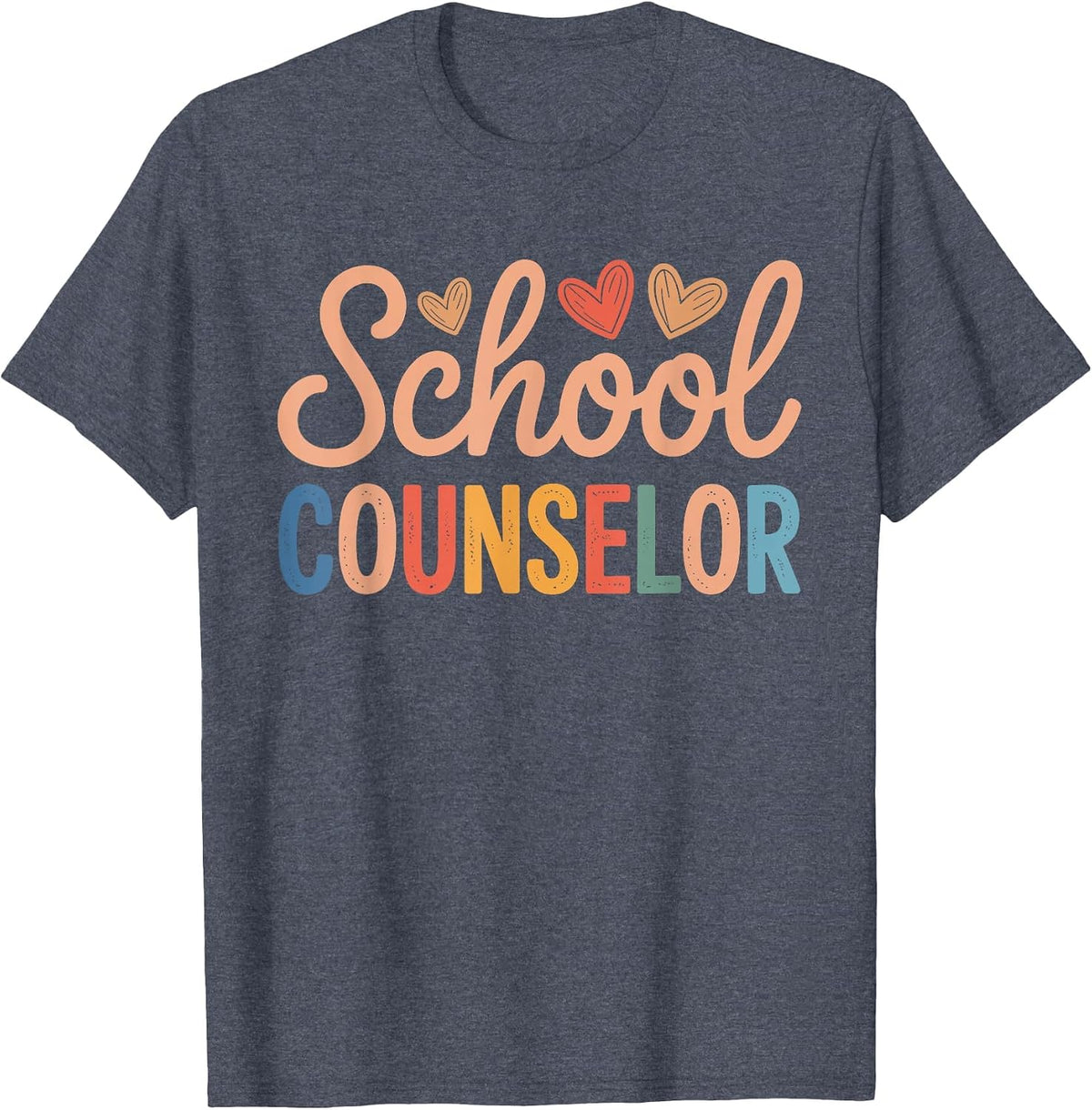 School Counselor Appreciation Back to School Heart Design T-Shirt - Heather Blue