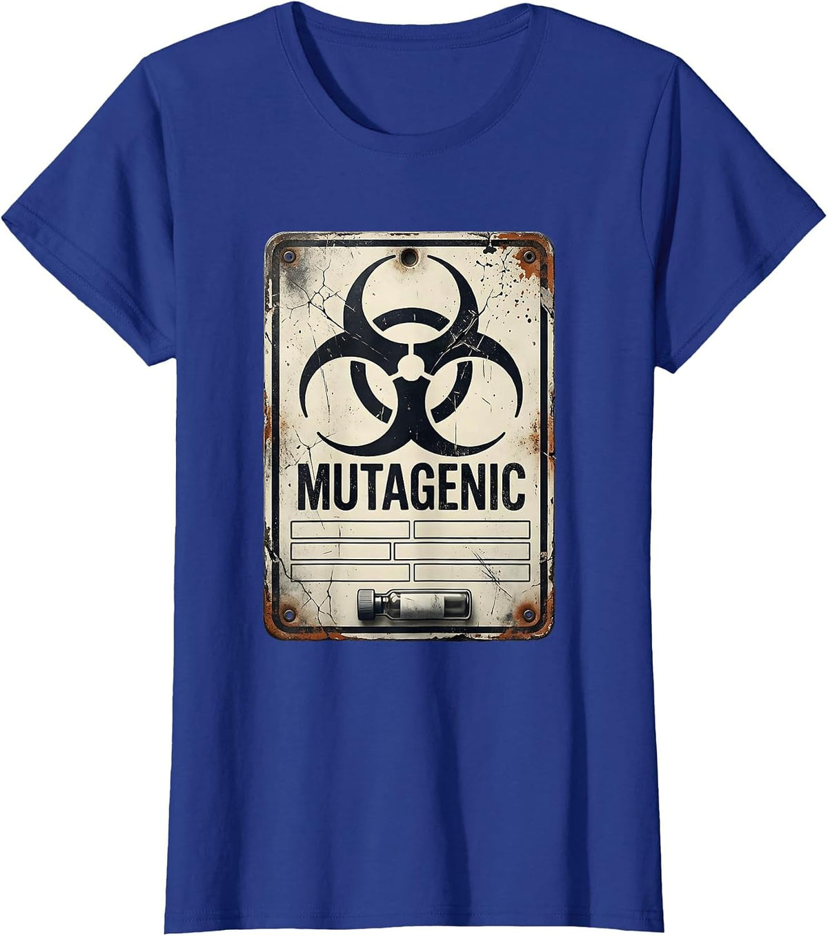 Women's Mutagenic Distressed Biohazard Science Teacher Lab Tech T-Shirt - Royal Blue