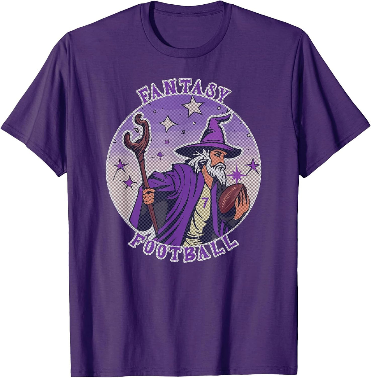 Funny Wizard Fantasy Football Player Literal Dad Joke Pun T-Shirt - Purple