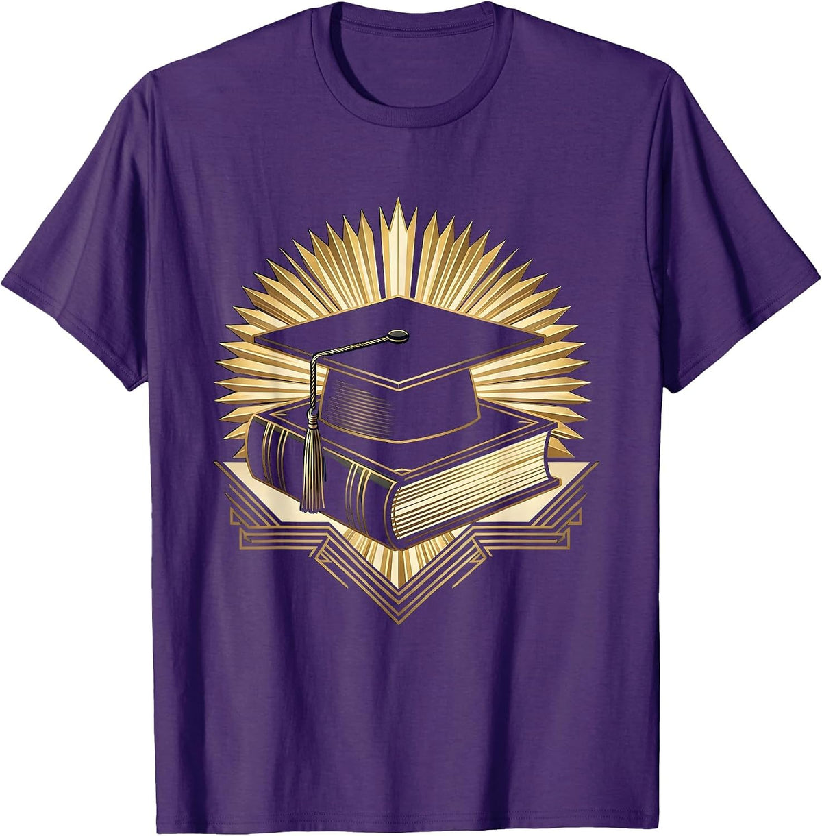 Men's English Teacher Graduation Cap Dictionary Graphic T-Shirt - Purple
