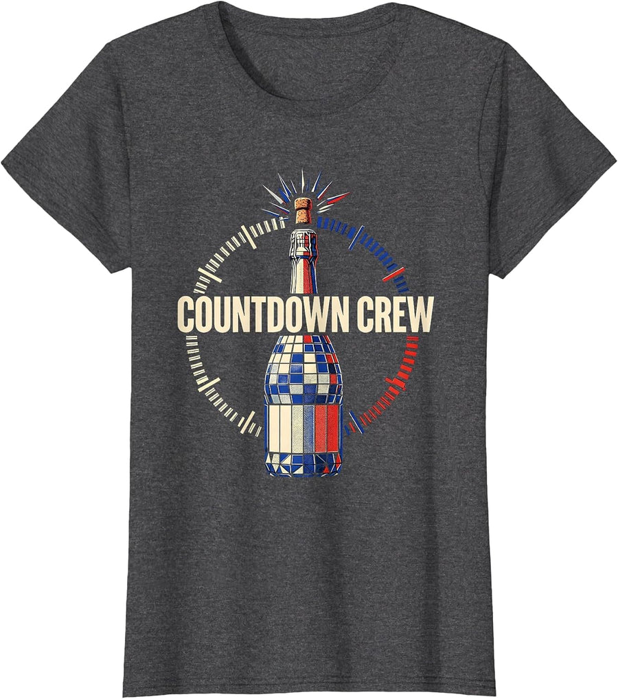 Women's Countdown Crew Geometric New Year Party Nurse Crew Matching T-Shirt - Dark Heather Grey