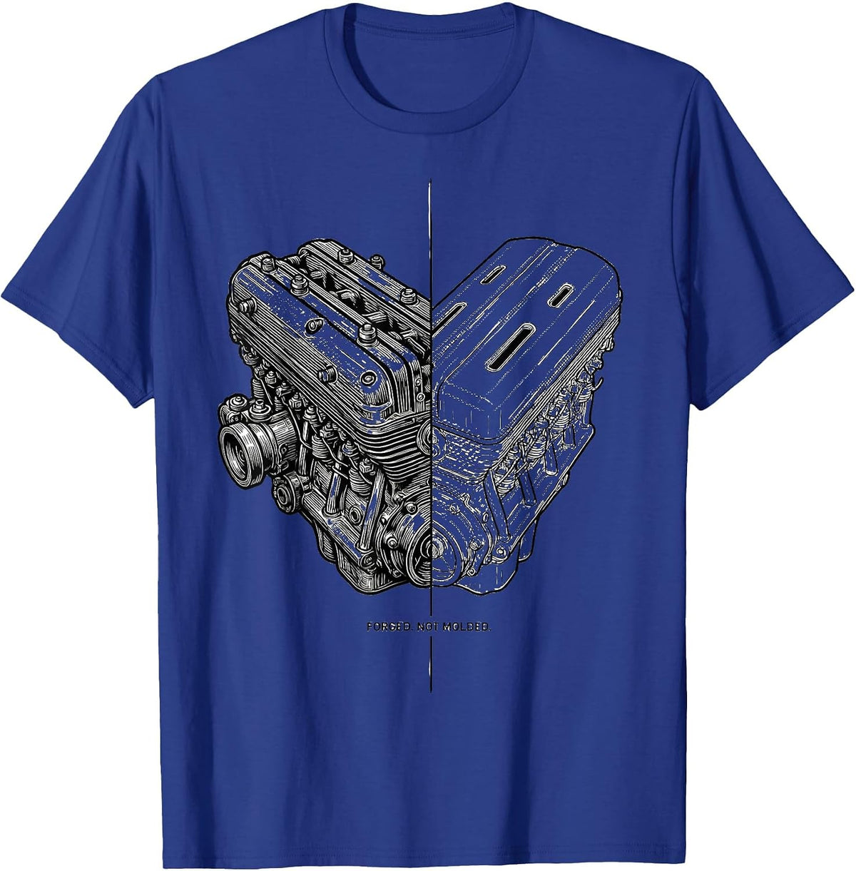 Forged Not Molded Vintage Classic Muscle Car Enthusiast T-Shirt - Royal Blue