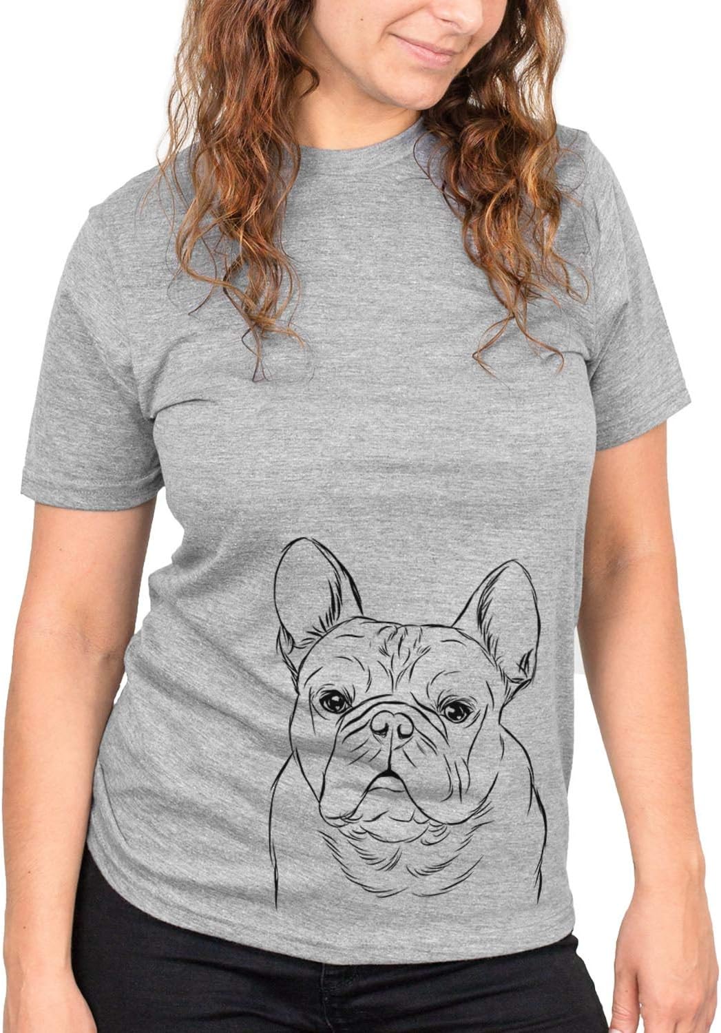 Bare Fudge the French Bulldog Dog Triblend T-Shirt - Unisex Grey Crew Neck