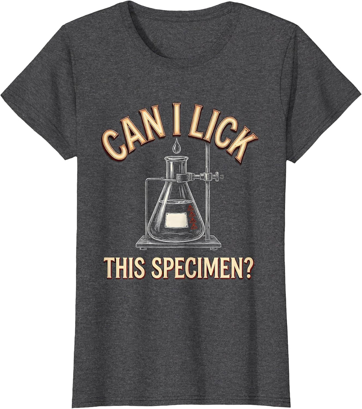 Women's Can I Lick This Specimen Funny Periodic Table Science T-Shirt - Dark Heather Grey