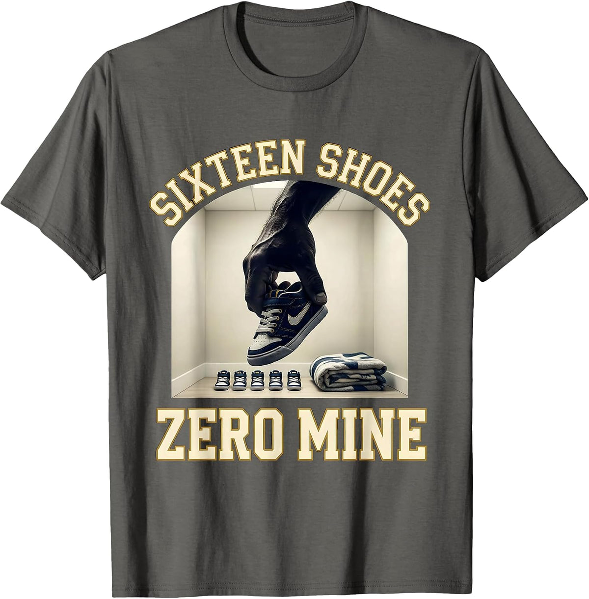 Men's Sixteen Shoes Zero Mine Funny Daycare Provider Childcare T-Shirt - Asphalt Grey