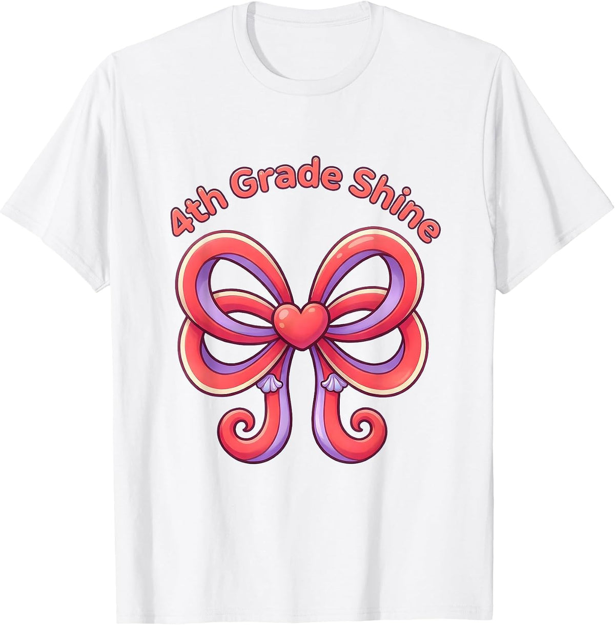 Men's 4th Grade Shine Cute Kawaii Bow Back To School Fourth Grade T-Shirt - White
