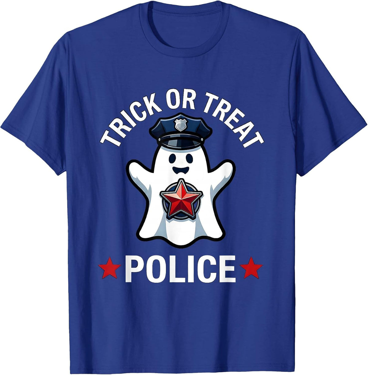 Boo Crew Police Officer Halloween Design T-Shirt - Royal Blue