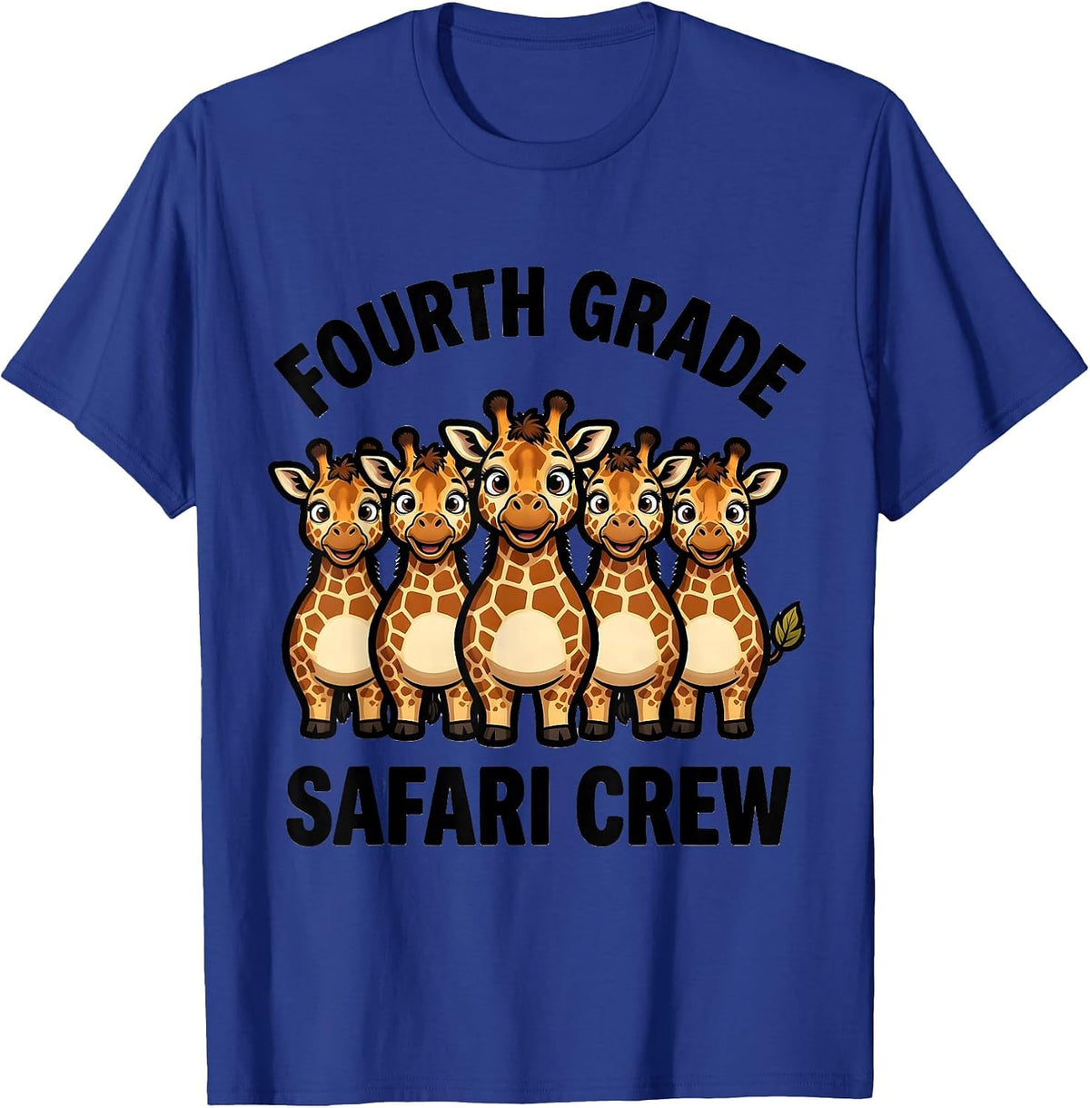 Men's Fourth Grade Safari Crew Cartoon Giraffe Cubs Teacher T-Shirt - Royal Blue
