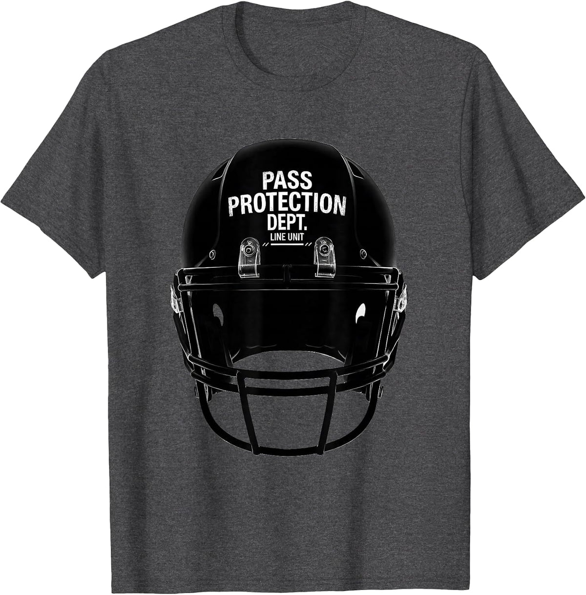 Men's Pass Protection Dept. Line Unit Funny Football Lineman Humor T-Shirt - Dark Heather Grey