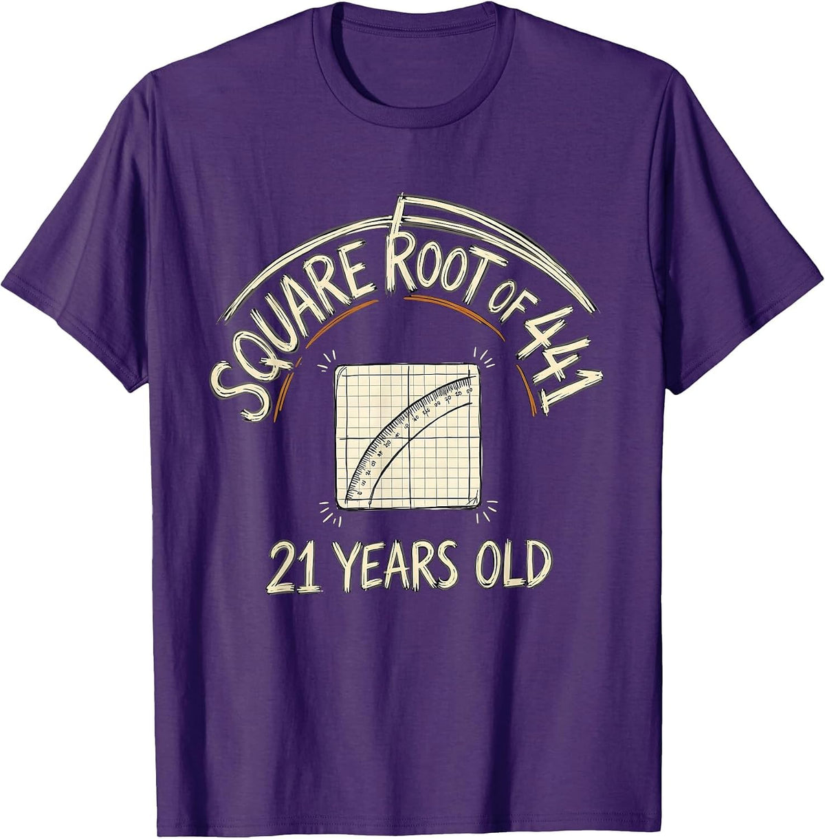 Square Root Of 441 — 21 Years Old Math Lover Birthday Gift T-Shirt - Purple