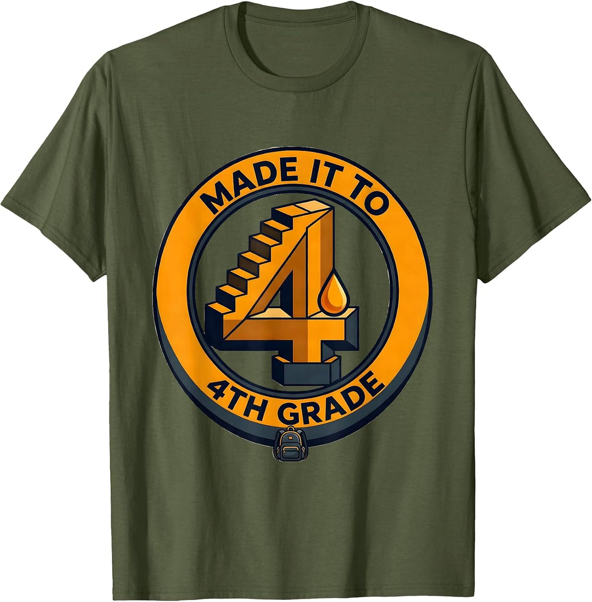 Made It To 4th Grade Groovy Back To School Fourth Grade T-Shirt - Olive Green