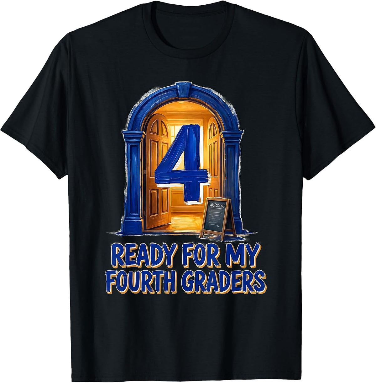 Men's Ready For My Fourth Graders Playful Teacher Student Back To T-Shirt - Black