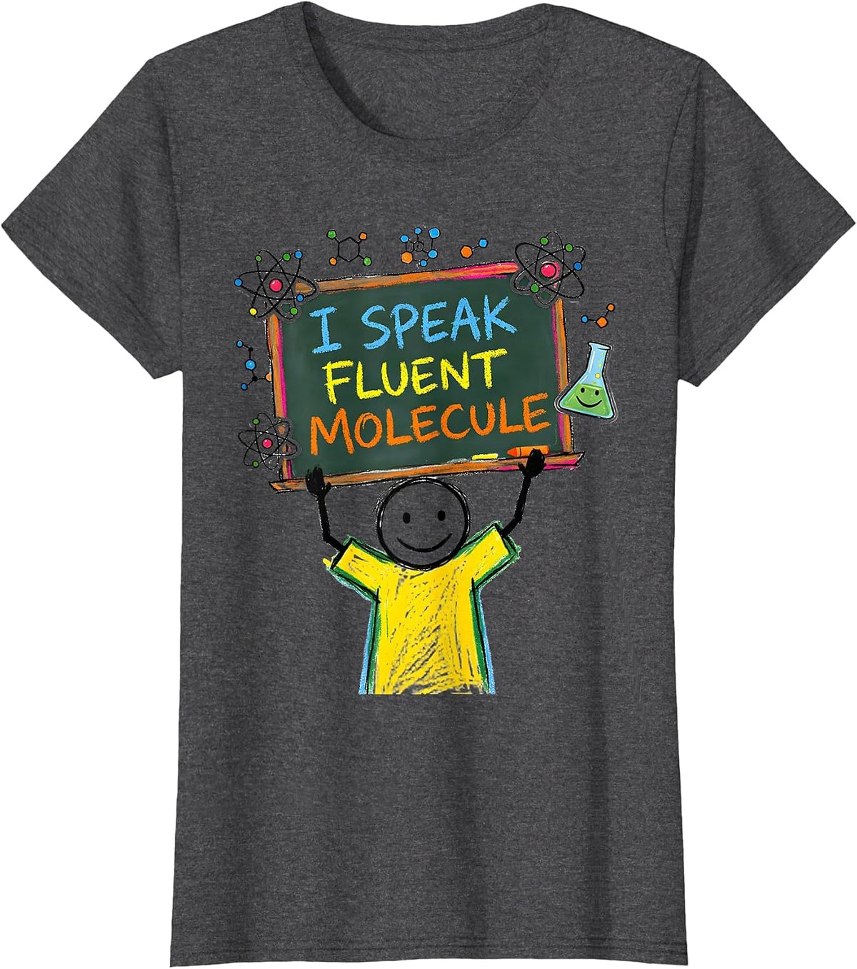 Women's I Speak Fluent Molecule Science Teacher Design T-Shirt - Dark Heather Grey