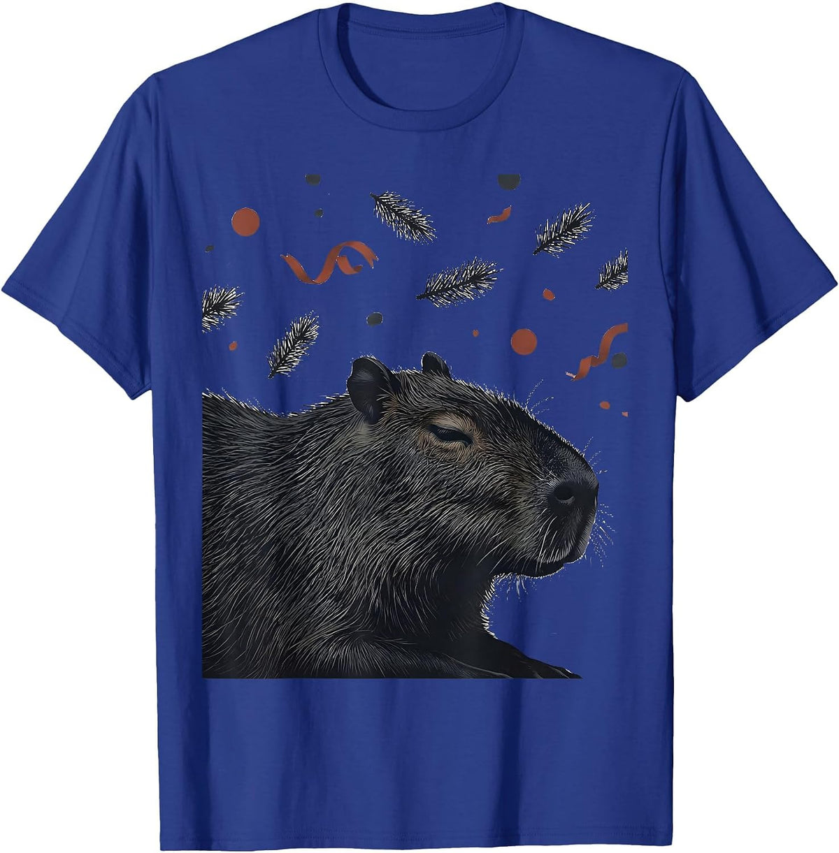 Men's Capybara Santa Hat Cute Christmas Animal Lover Novelty T-Shirt - Royal Blue