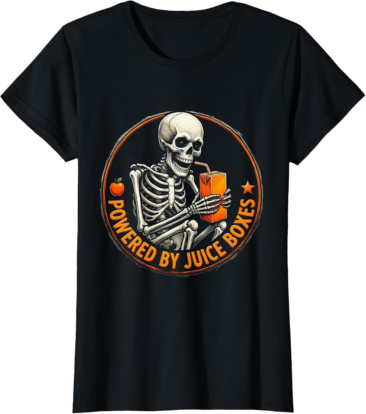 Women's Powered by Juice Boxes Preschool Teacher Design T-Shirt - Black