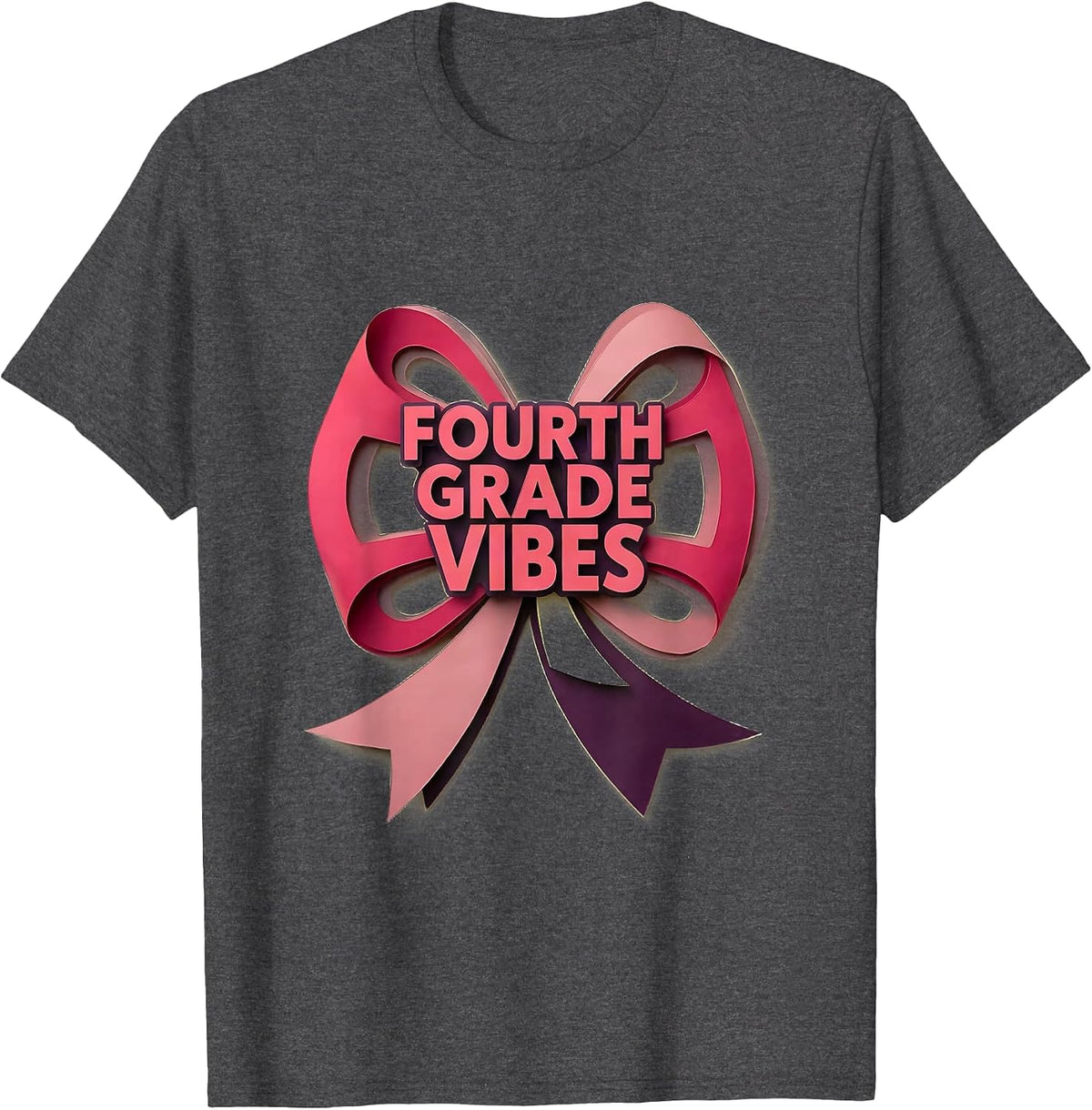 Men's Fourth Grade Vibes Coquette Bow Back to School Fourth Grade T-Shirt - Dark Heather Grey
