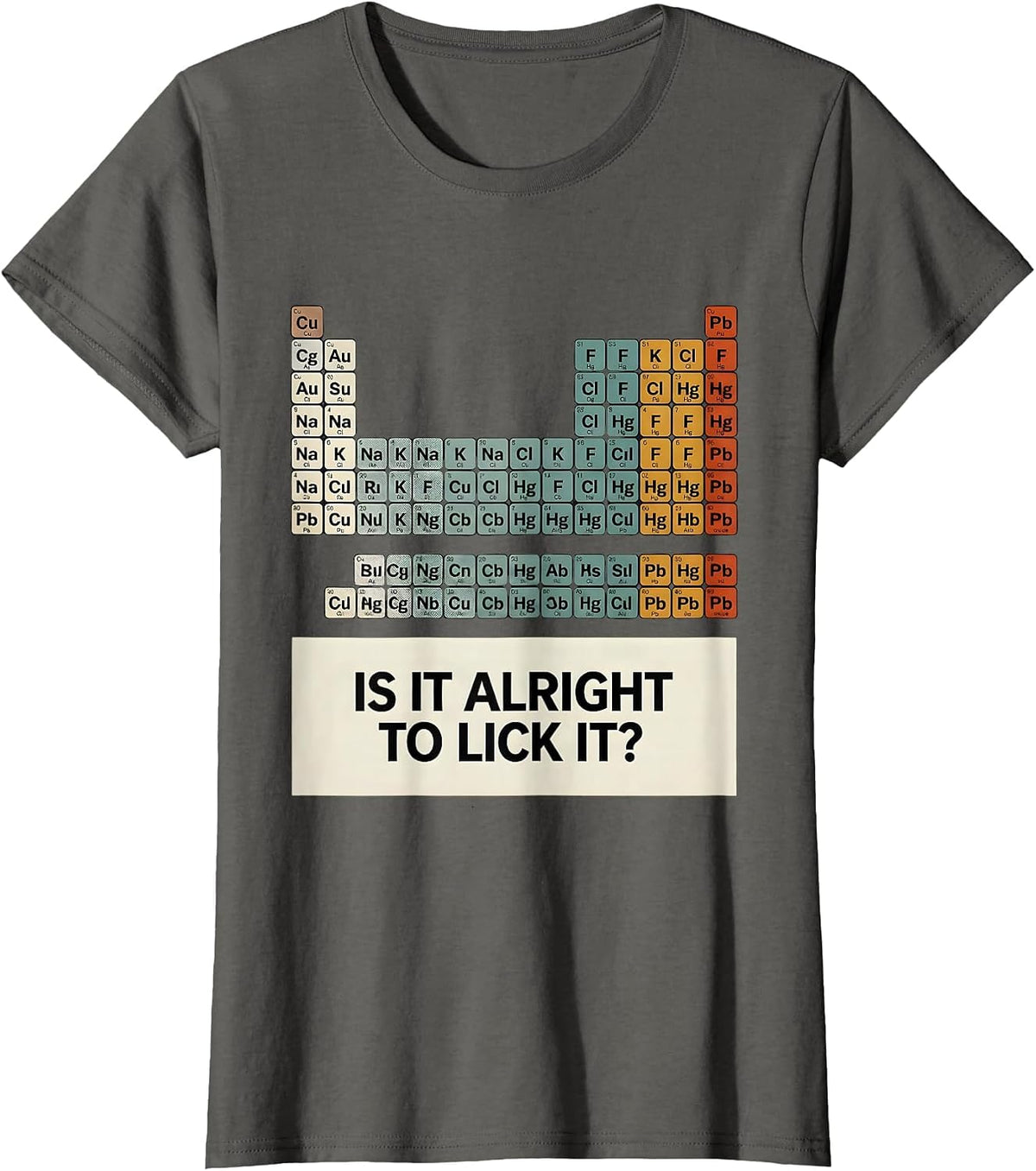 Women's Is It Alright To Lick It Funny Periodic Table Science T-Shirt - Asphalt Grey