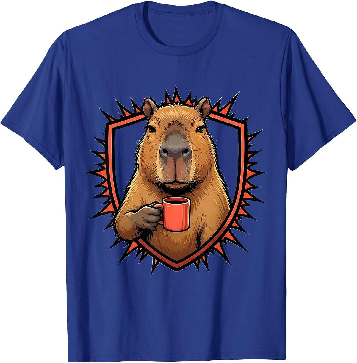 Men's Capybara Cartoon Funny Animal Meme Humor T-Shirt - Royal Blue