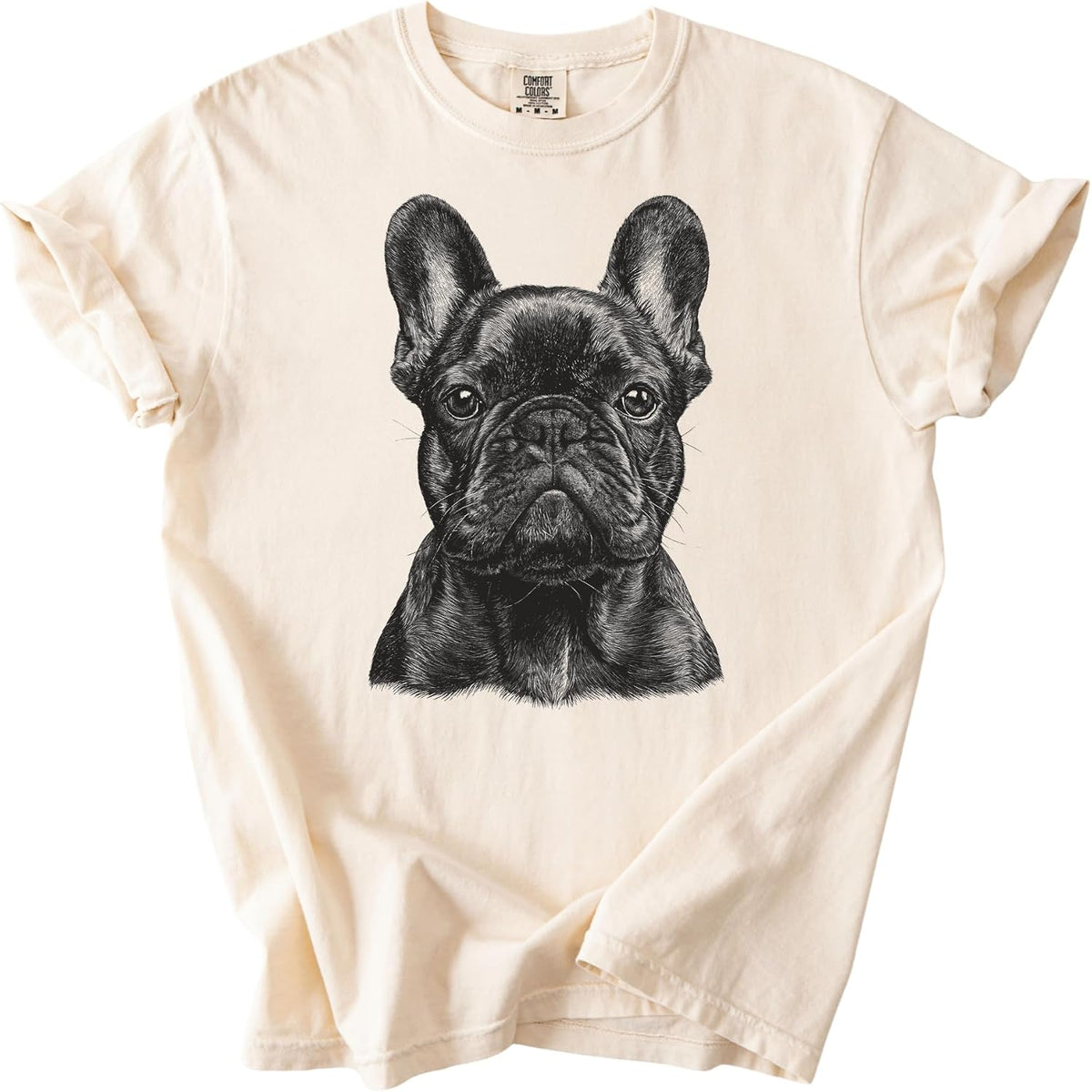 French Bulldog Portrait Garment-Dyed Unisex Graphic T-Shirt - Ivory