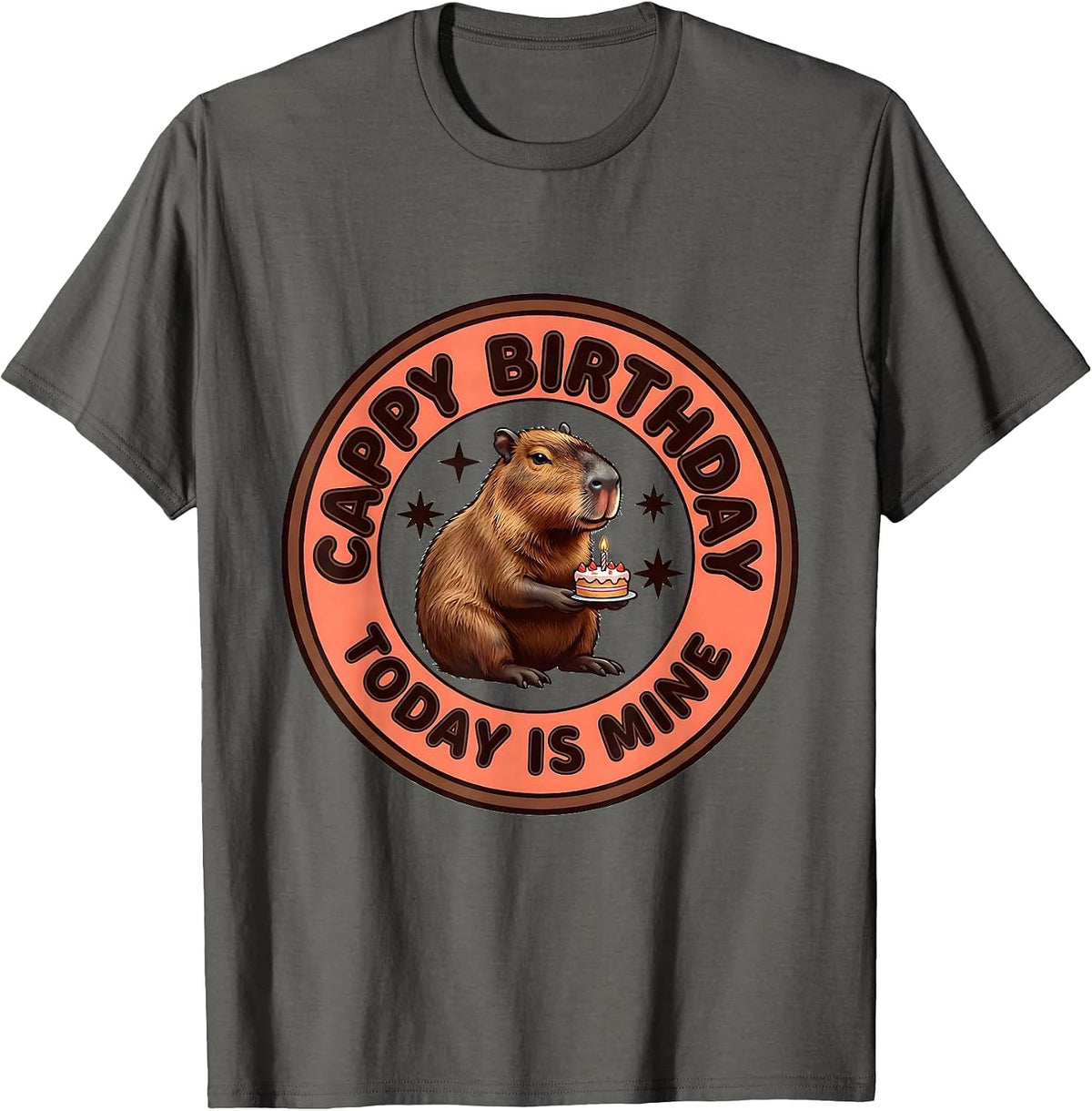 Men's Cappy Birthday Today Is Mine Funny Capybara Birthday Boy T-Shirt - Asphalt Grey