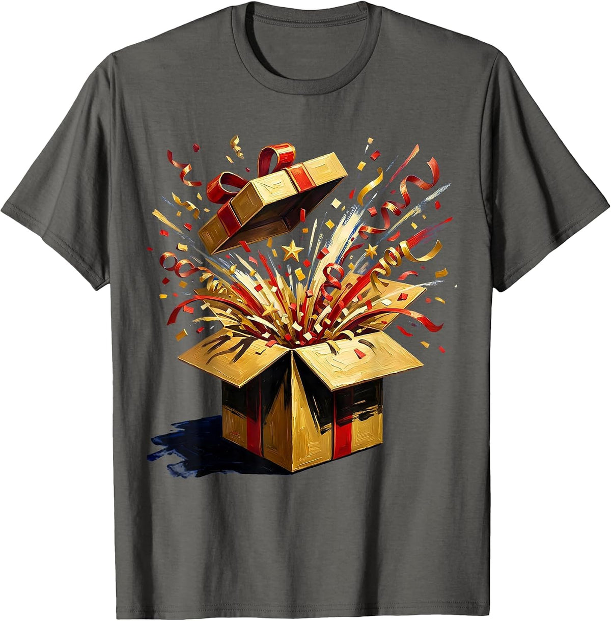 21st Birthday Confetti Gift Box Explosion T-Shirt - Asphalt Grey