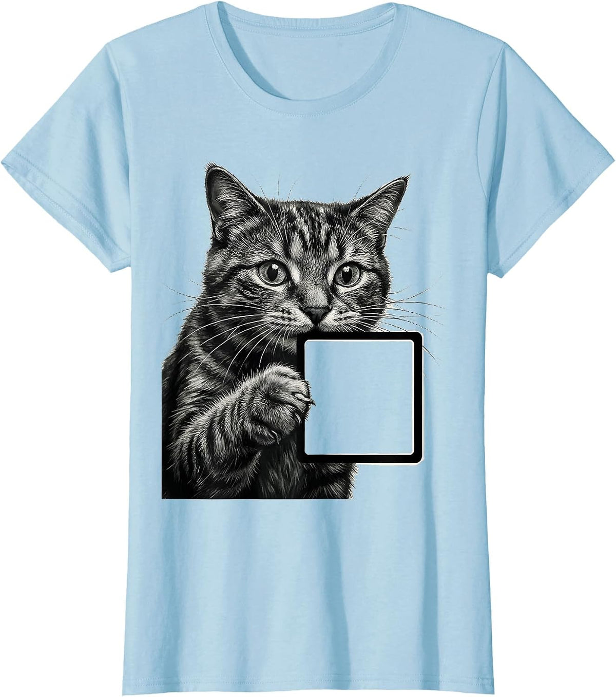 Women's Curious Cat Sniffing Periodic Table Science Design T-Shirt - Baby Blue