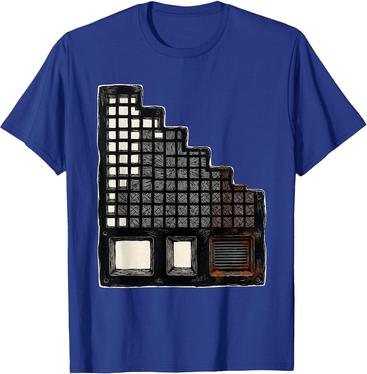 Periodic Table Assay Slab Linocut Science Teacher Humor T-Shirt - Royal Blue