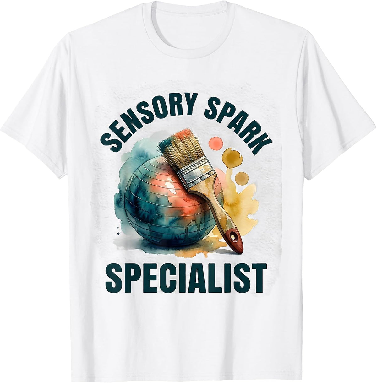 Men's Sensory Spark Specialist Occupational Therapy Watercolor T-Shirt - White