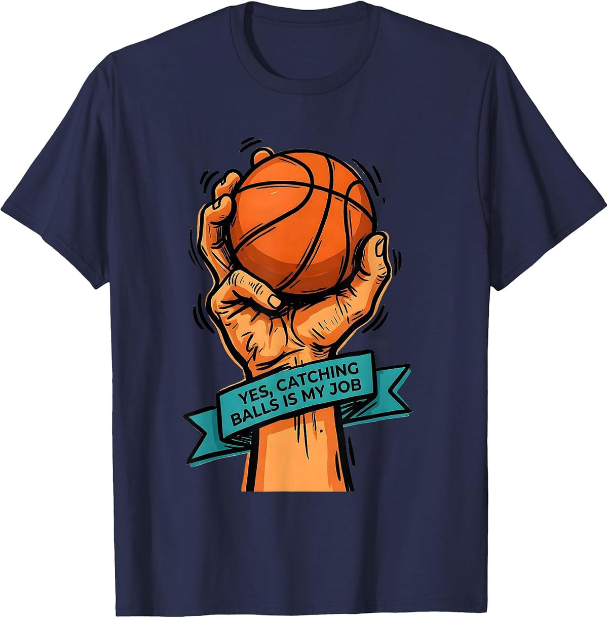 Men's Yes, Catching Balls Is My Job Occupational Therapy Physical T-Shirt - Navy Blue