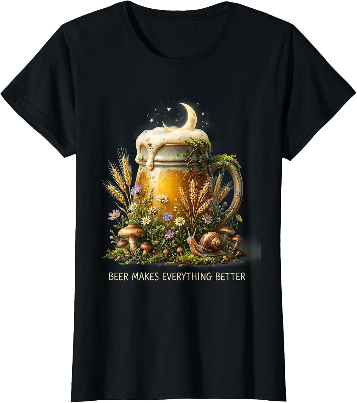 Beer Makes Everything Better Drinking Design T-Shirt - Black