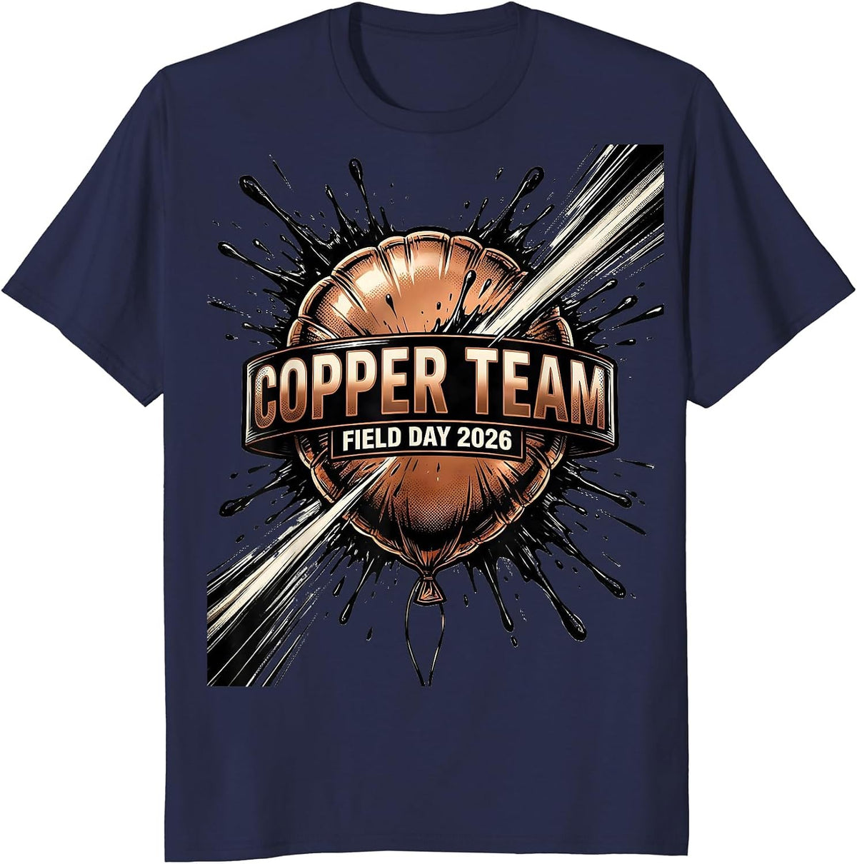 Copper Team Field Day 2026 Comic Book Teacher Kids T-Shirt - Navy Blue