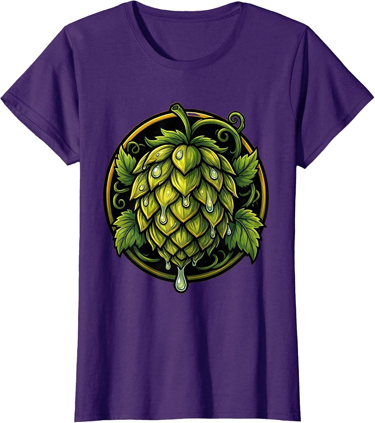 Women's Giant Hop Cone Dripping Dew Beer Graphic T-Shirt - Purple