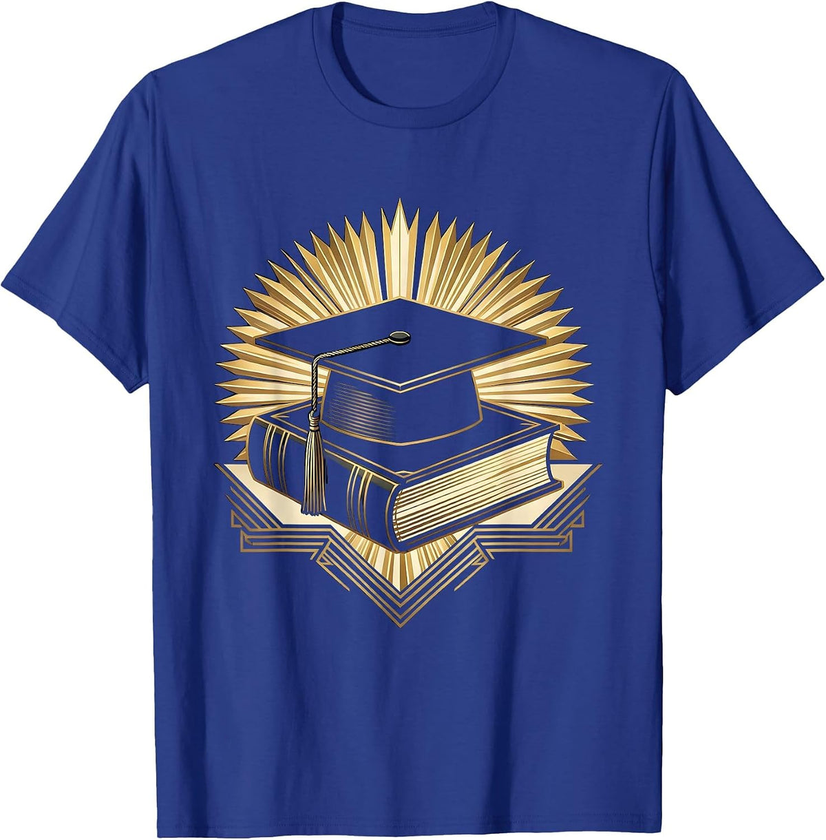 Men's English Teacher Graduation Cap Dictionary Graphic T-Shirt - Royal Blue