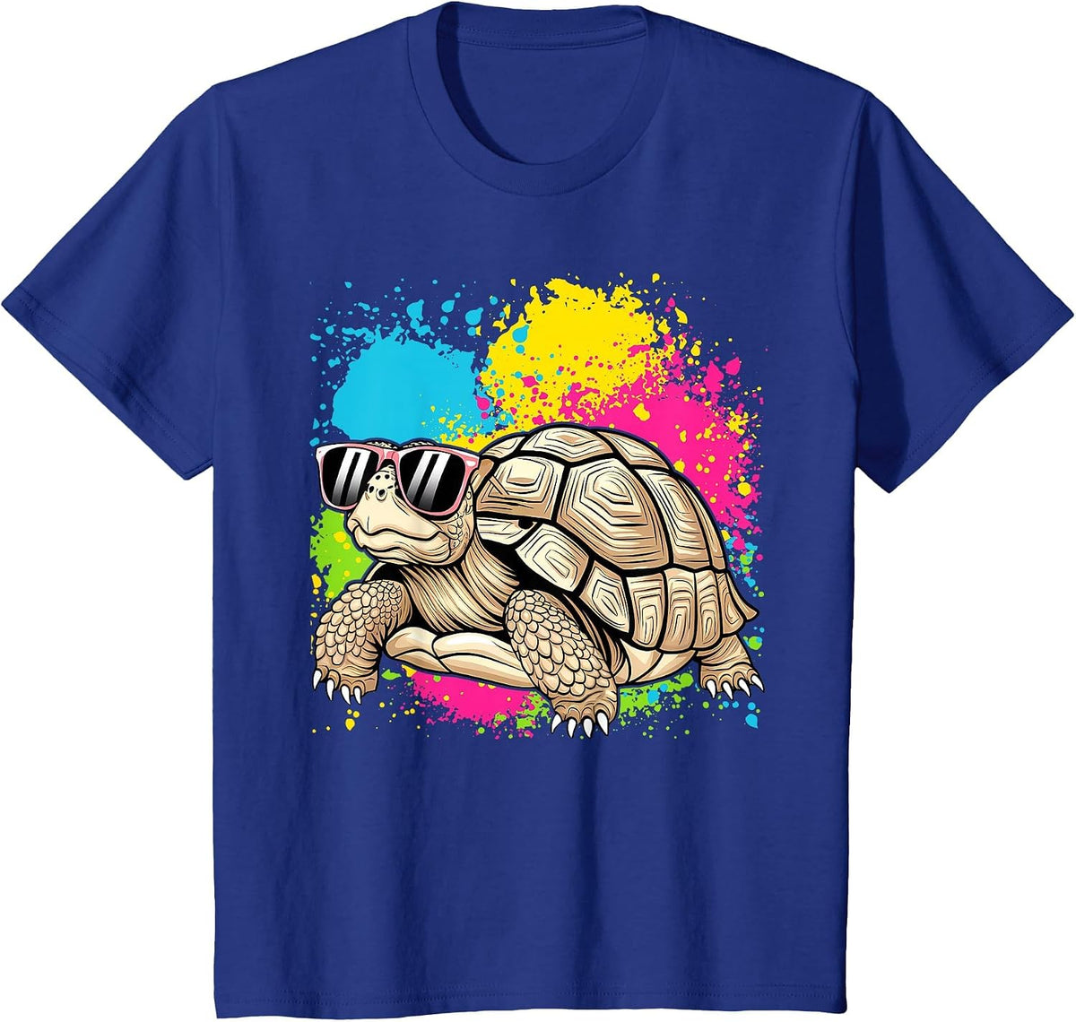 Sulcata Tortoise with Sunglasses T-Shirt - Royal Blue