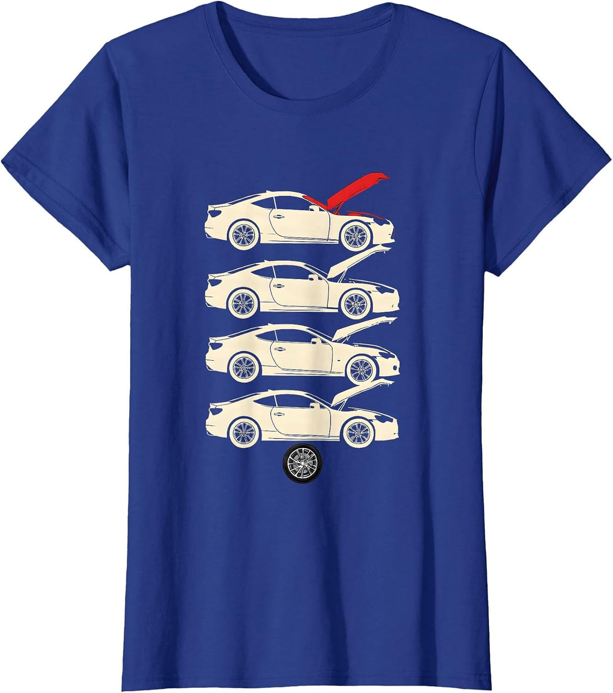 Women's Stepped Coupe Silhouettes Funny Car Enthusiast Garage Humor T-Shirt - Royal Blue
