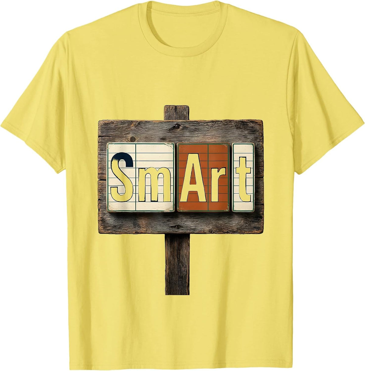 Men's SMArT Vintage Science Nerd Periodic Table Pun Humor T-Shirt - Lemon Yellow