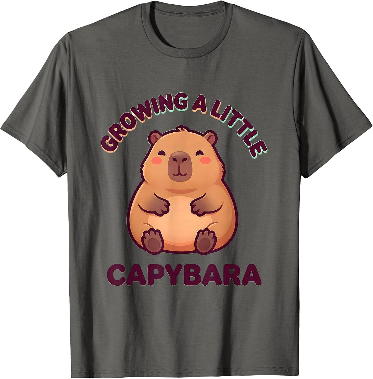 Growing A Little Capybara Cute Kawaii Pregnancy Announcement T-Shirt - Asphalt Grey