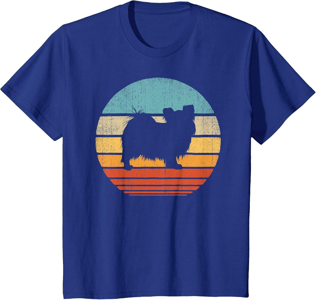 Papillon Retro Vintage Sunset Continental Toy Spaniel Dog T-Shirt - Royal Blue