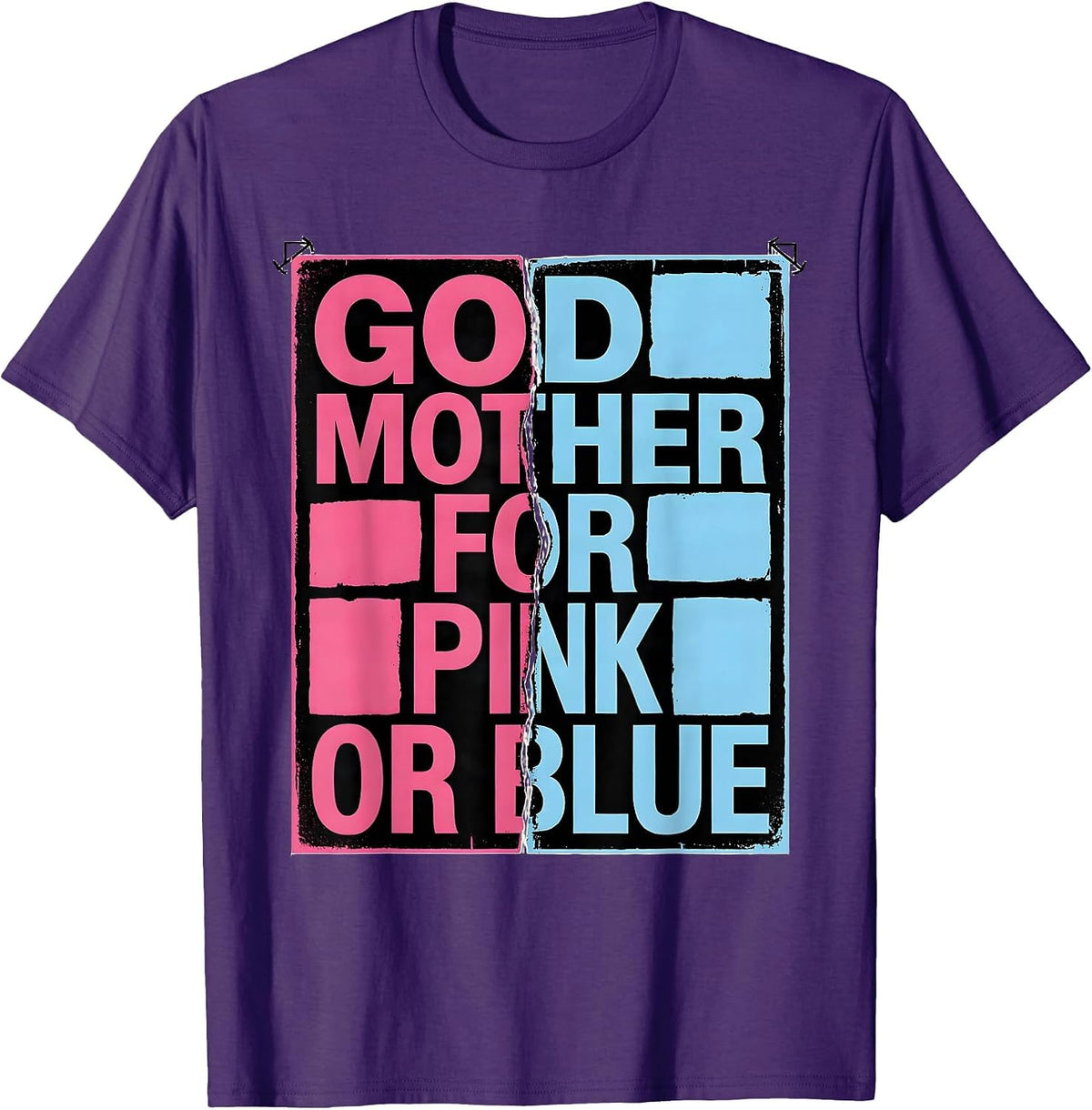 Godmother For Pink Or Blue Stencil Gender Reveal Party T-Shirt - Purple
